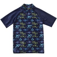 H2O Boy's Shark Short Sleeve Swim Rash Top in Dark Navy | Size: 7-8 Years