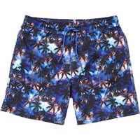 H2O Men's Palm Print Swim Board Shorts in Black | Size: Small