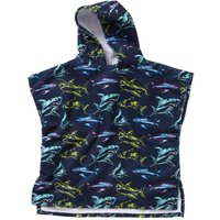H2O Boy's Shark Print Hooded Beach Poncho Towel Robe in Navy | Size: 3-6 Years