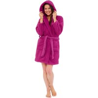 Love to Sleep Women's Teddy Fleece Dressing Gown in Plum | Size: 20-22