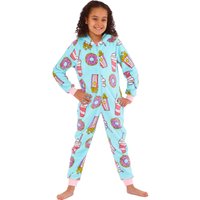 Cozy n Dozy Girl's Sleepover Fleece Onesie in Mint | Size: 11-12 Years