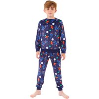 Bedlam Boy's Soft Touch Velour Space Pyjamas in Navy | Size: 9-10 Years