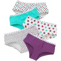 Just Essentials Girl's 5 Pack Printed Hipster Briefs in Turquoise | Size: 11-12 Years