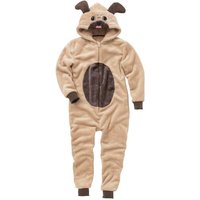 Animal Crazy Pug Fleece Onesie in Beige | Size: 5-6 Years