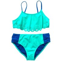 Cut Out Flowers Draped Front Bikini Set
