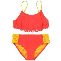 H2O Girl's Cut Out Flowers Draped Front Bikini Set in Coral | Size: 7-8 Years