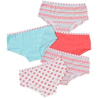 Just Essentials Girl's 5 Pack Printed Hipster Briefs in Coral | Size: 7-8 Years