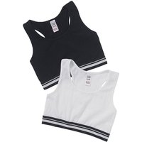Just Essentials Girl's 2 Pack Sporty Crop Tops in White | Size: 10-11 Years