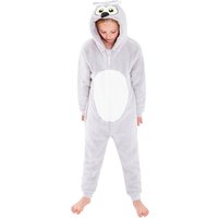 Animal Crazy Owl Fleece Onesie in Pale Grey | Size: 3-4 Years
