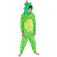 Animal Crazy Spot Dinosaur Fleece Onesie in Lime | Size: 13 Years