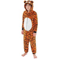 Animal Crazy Tiger Fleece Onesie in Orange | Size: 11-12 Years