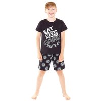 Bedlam Boy's Eat Sleep Game Pyjama Set in Black | Size: 13-14 Years