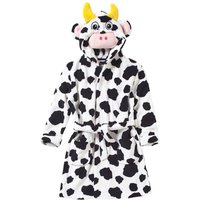 Animal Crazy Cow Fleece Dressing Gown in Black | Size: 8-9 Years