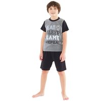 Bedlam Boy's Eat Sleep Game Pyjama Set in Charcoal | Size: 13-14 Years