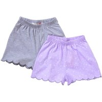 Just Essentials Girl's 2 Pack Plain Printed Shorts in Lilac | Size: 7-8 Years