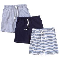 3 Pack Plain Printed Shorts Mid