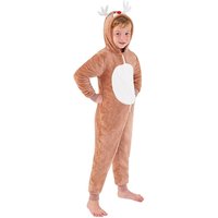 Festive Friends Christmas Reindeer Onesie in Light Brown | Size: 5-6 Years