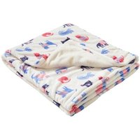 Just Essentials Cats Print Reversible Fleece Blanket in Pink | Size: Small