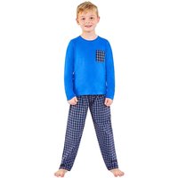 Bedlam Boy's Boys Long Check Pyjama Set in Cobalt | Size: 8 Years