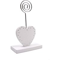 & Name Card Holder Double Heart 6.4 x 13cm Pack 1 WhiteSilver x 13 cm