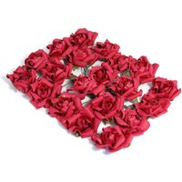 & Flower Rose Heads Paper 3.4cm Pack 20 Burgundy