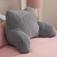 Teddy Fleece Bed Reading Cushion Pillow Arms Lumbar Support