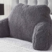 Teddy Fleece Bed Reading Cushion Pillow Arms Lumbar Support