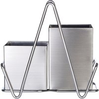 Orsina Two Compartments Stainless Steel Cutlery Caddy, Metal Silverware Holder, Durable Kitchen Cutlery Holder in Silver