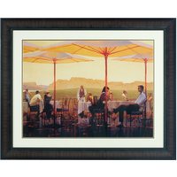 Orsina City Framed Winery Terrace Wall Art, Vintage Romantic Wall Décor With Black Frame, Scenic Terrace Picture
