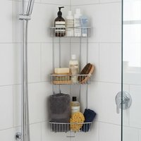 Orsina 3 Tier Chrome Corner Storage Caddy in Silver