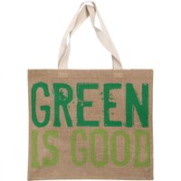 Orsina Green 'Green Is Good' Shopping Bag, nature friendly Reusable Tote With Slogan Print & Strong Handles