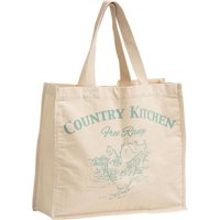 Orsina Country Kitchen Shopping Bag, Reusable Fabric Tote With Charming Kitchen Utensil Print & Sturdy Handles in Natural