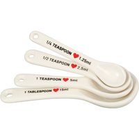 Orsina Charming Set Of 4 Heart Design Measuring Spoons, Precised Measuring Spoons For Baking, Colourful Design Spoon in Cream