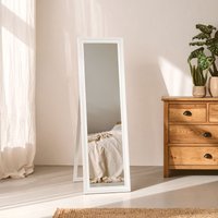 Orsina Full Length White Floor Standing Mirror, Bevelled Edges Bathroom Mirror, Stable Design Large Tall Mirror