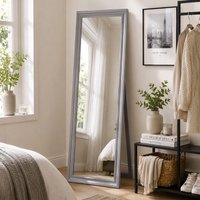 Orsina Full Length White Floor Standing Mirror, Bevelled Edges Bathroom Mirror, Stable Design Large Tall Mirror in Grey