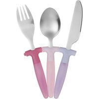 Orsina Pink Children 3Pc Cutlery Set, Stainless Steel Cutlery with Plastic Handles, Pink Plastic Handle Cutlery Set