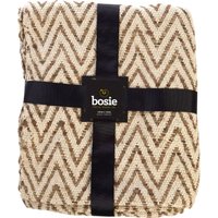 Orsina Beige Woven Chevron Throw, Soft Cotton & Viscose Blend Sofa Throw, Durable Geometric Blanket in Natural