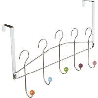 Multicoloured 5 Hook Over Door Hanger