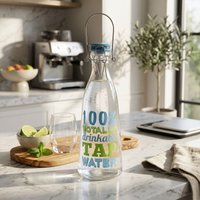 Orsina Crystal Glass Water Bottle 1000Ml, Vibrant Design Clear Glassware, Transparent Drinking Water Glass