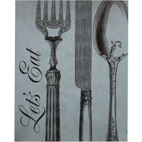 Orsina Let's Eat Wall Plaque, Bold Typography Design With Rustic Wooden Finish, Inviting Decorative Sign in Blue