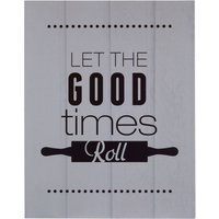 Orsina Let The Good Times Roll Wall Plaque, Fun Rolling Pin Graphic With Playful Typography, Lighthearted Decor in Grey