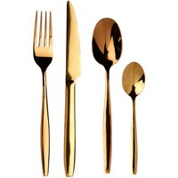 16 Piece Stainless Steel Cutlery Set Avie Colored Cutlery Set Luxury Cutlery Set Modern 16 Piece Cutlery Set Metallic