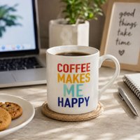 Elegant Design Coffee Makes Me Happy Mug Versatile Small Milk Mug Bedroom Dishwasher Safe Coffee Mug