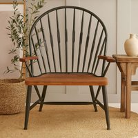 Orsina Vintage Inspired Walnut Wood & Metal Armchair, Rustic Appeal Occasional Armchair, Durable ArmChair in Brown