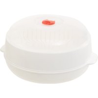 Orsina White & Clear Microwave Steamer, Food Steaming Bowl With Lid For Quick Cooking, Steamer With Slotted Basket
