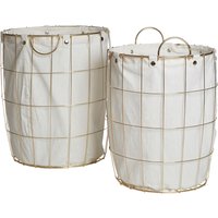 Orsina Harga Set Of Two Round Gold Wire Laundry Baskets