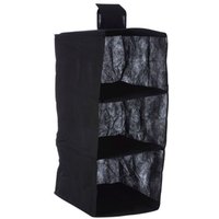 3 Section Hanging Garment Organiser Black Compact Fabric Wardrobe Storage Hook & Loop Fastening