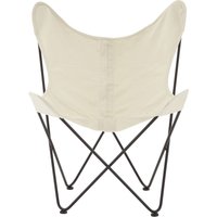 Orsina Compact Ivory Butterfly Chair, Sling Seat Occasional Chair For Outdoor Garden, Durable Accent Lounge Chair in Cream