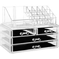 Orsina Functional 16 Compartment Cosmetics Organiser With Drawers, Acrylic Makeup Caddy, Luxe Makeup Storage Unit in Clear