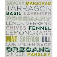 Orsina Herbs Design Wall Plaque, Wooden Sign Featuring Hand-Drawn Herb Illustrations, Adds Botanical Charm in White